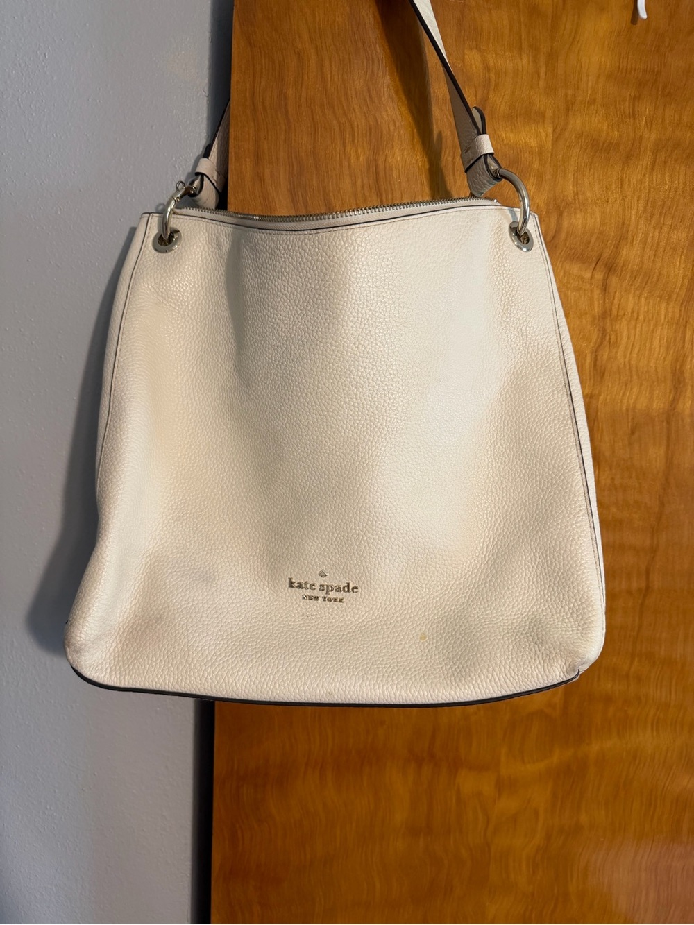kate spade Cream Pebbled Leather Hobo Shoulder Bag